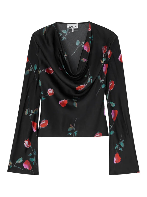 Printed satin blouse