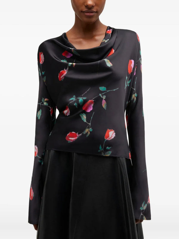 Printed satin blouse