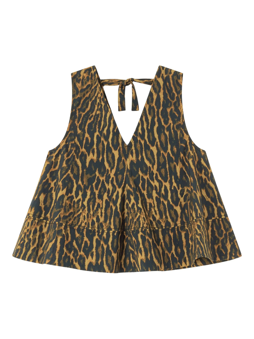 Leopard cotton a-line top