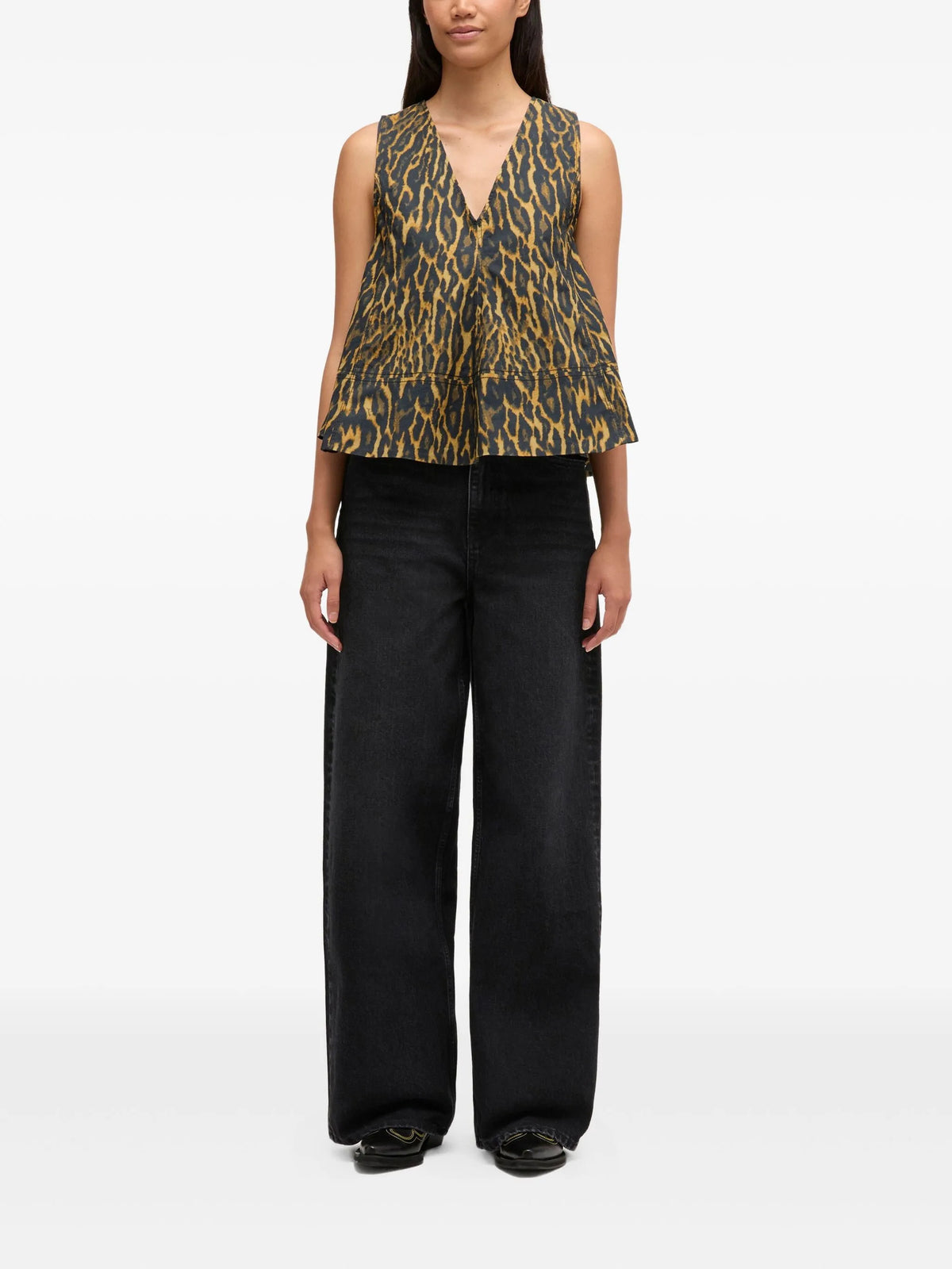 Leopard cotton a-line top
