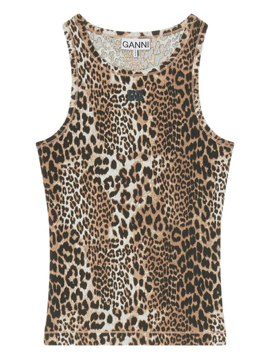 Leopard rib tank top