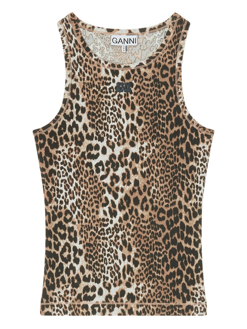 Leopard rib tank top