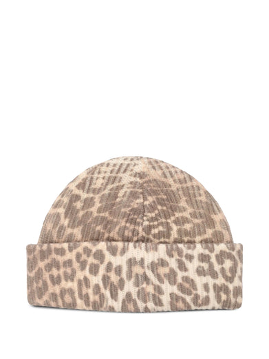 Oversized wool rib knit beanie