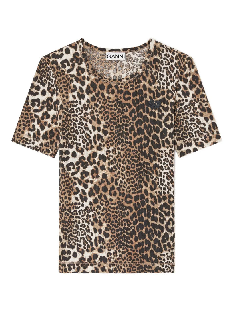 Ribbed leopard T-shirt