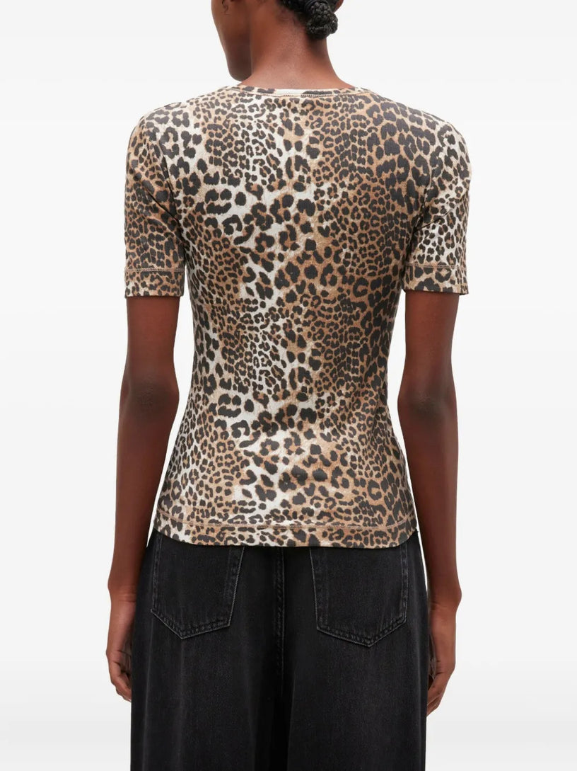 Ribbed leopard T-shirt