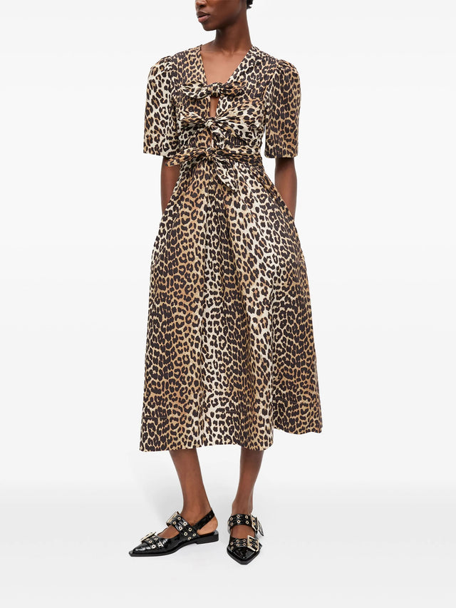 Leopard printed cotton dress
