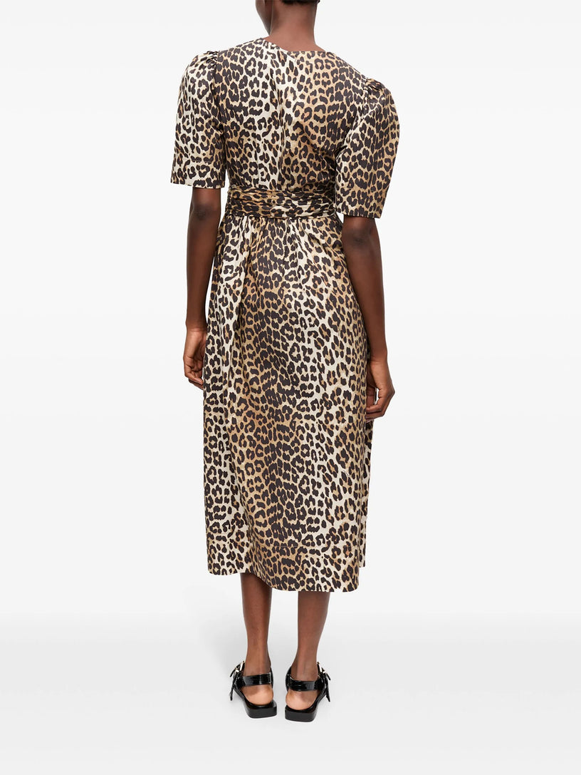 Leopard printed cotton dress