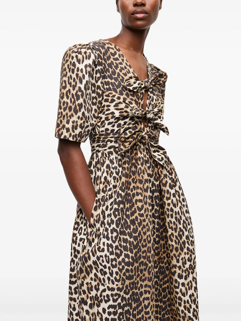 Leopard printed cotton dress