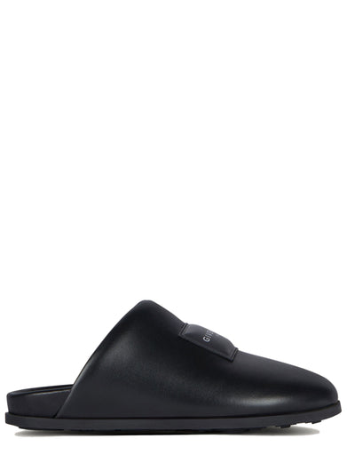 Mule piatte Label in nappa