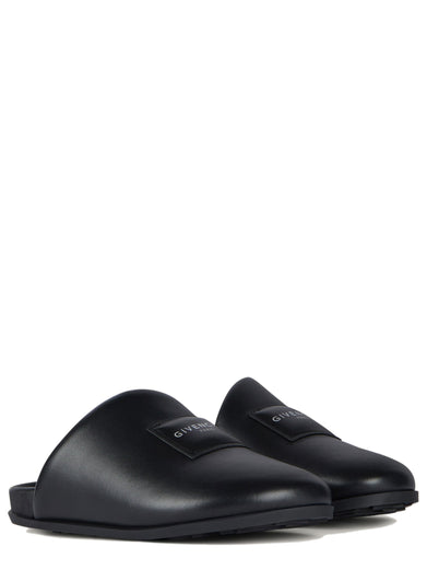 Mule piatte Label in nappa