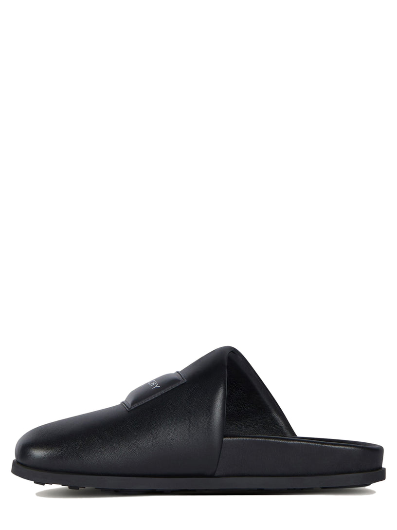 Mule piatte Label in nappa