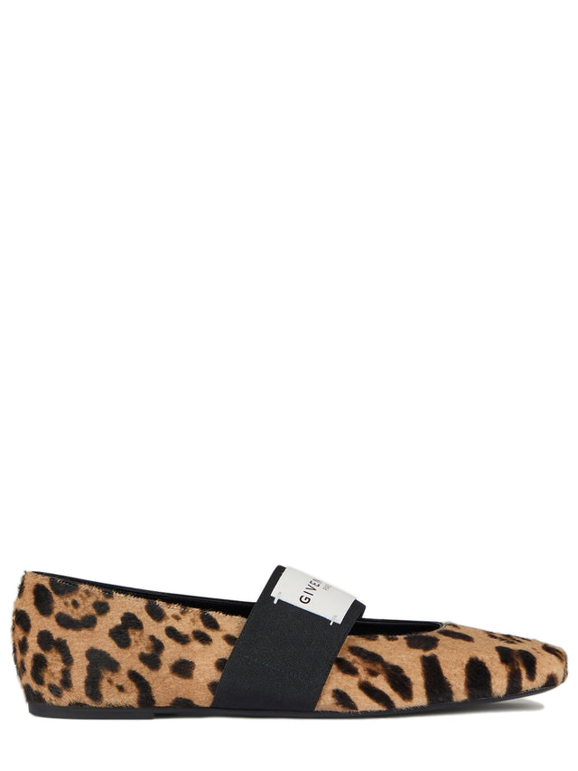 Ballerine Sliced Square in pelle effetto cavallino con motivo leopardato
