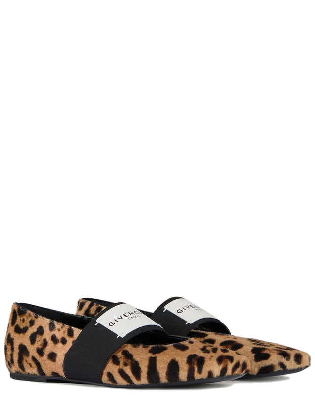 Ballerine Sliced Square in pelle effetto cavallino con motivo leopardato