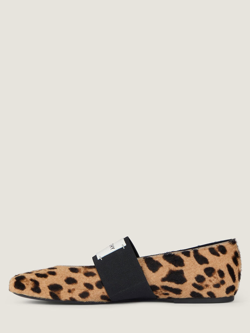 Ballerine Sliced Square in pelle effetto cavallino con motivo leopardato