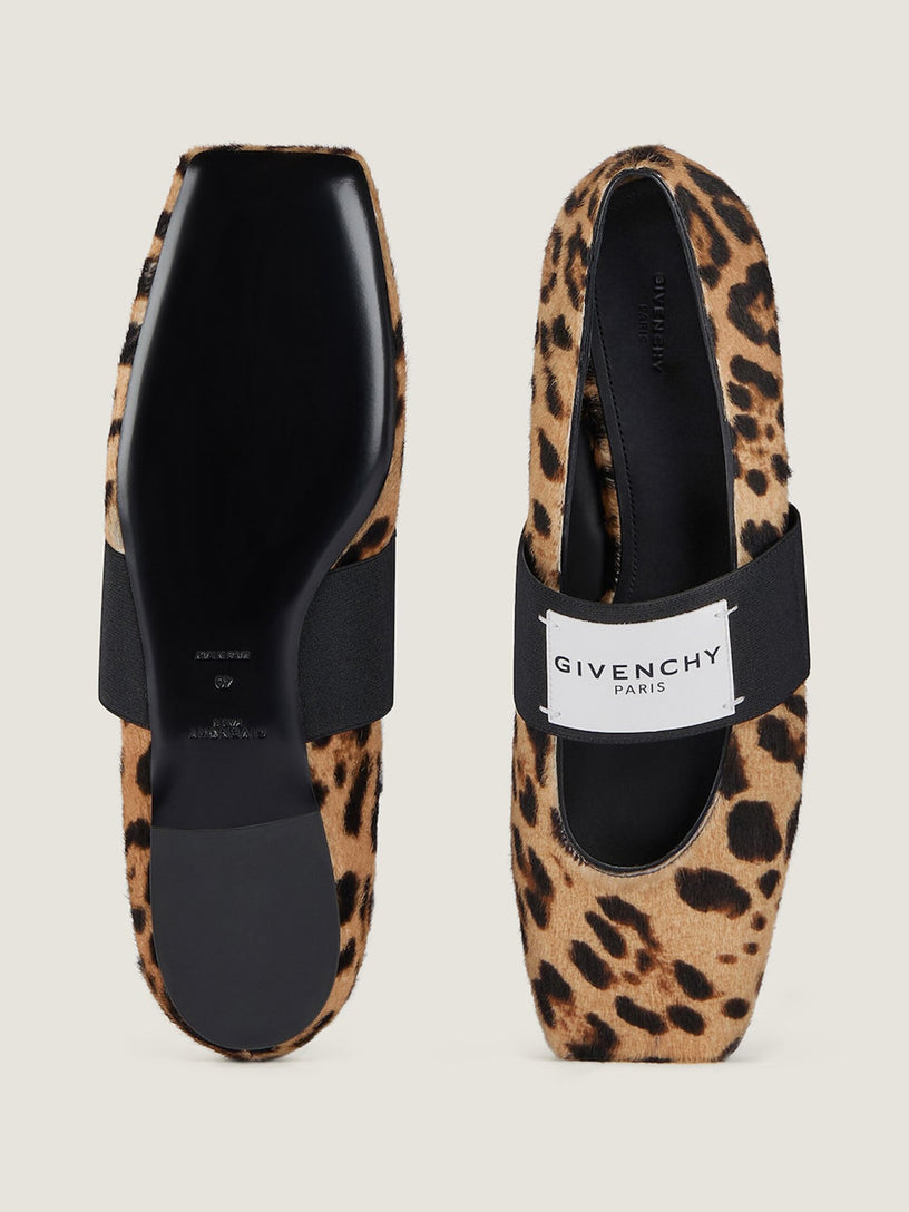 Ballerine Sliced Square in pelle effetto cavallino con motivo leopardato