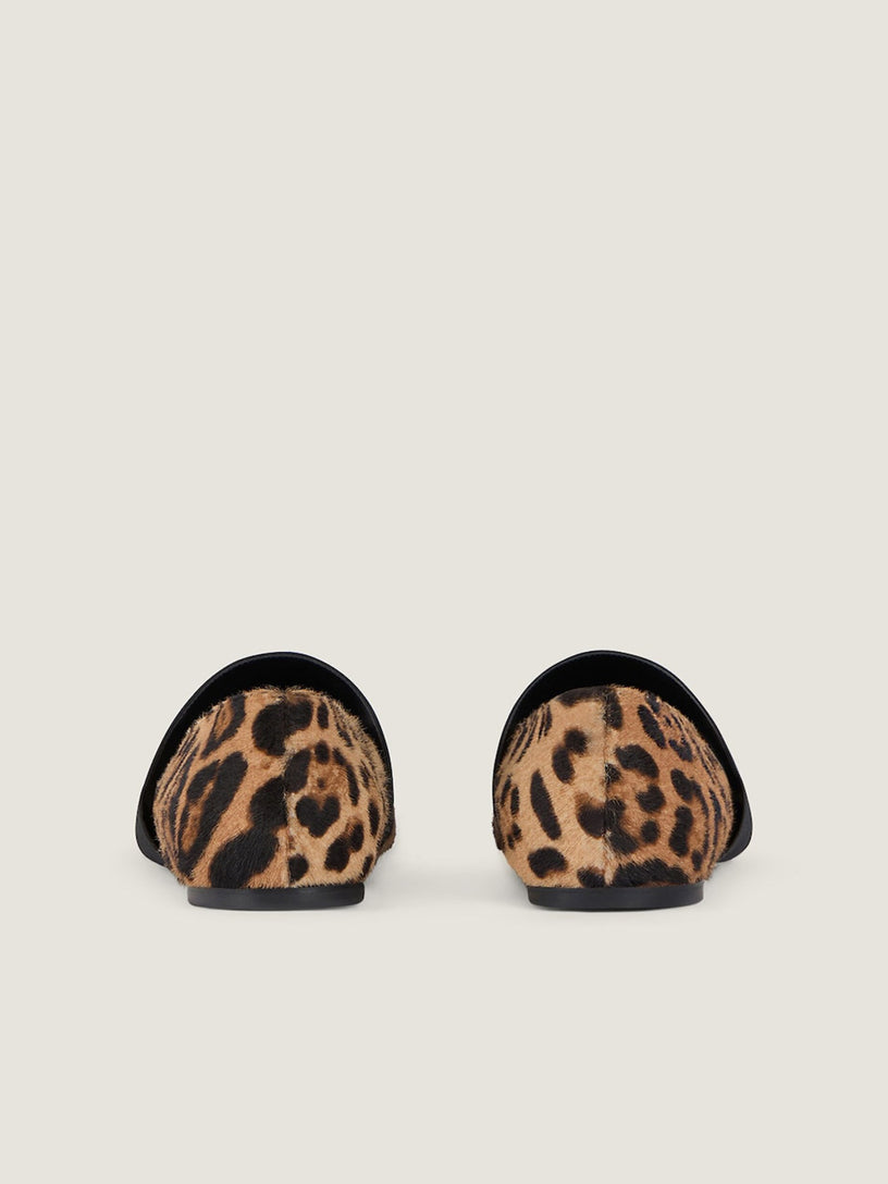 Ballerine Sliced Square in pelle effetto cavallino con motivo leopardato