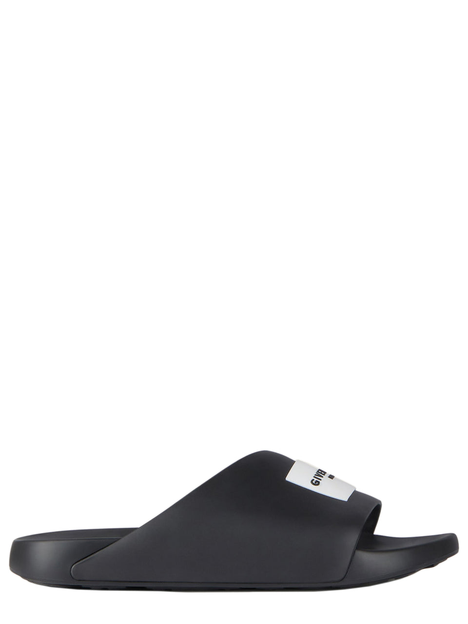 Label Slide mules in rubber