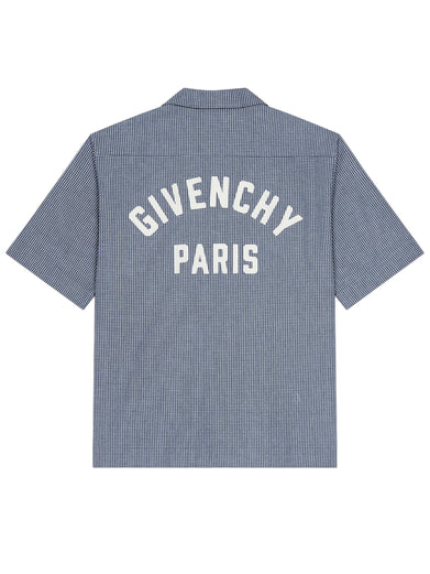 Camicia a quadri in cotone con ricamo Givenchy Paris