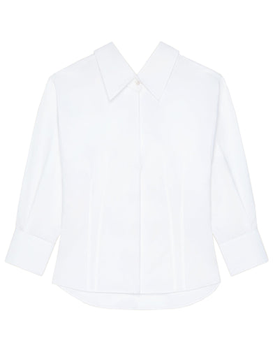 Camicia in popeline con spacchi laterali