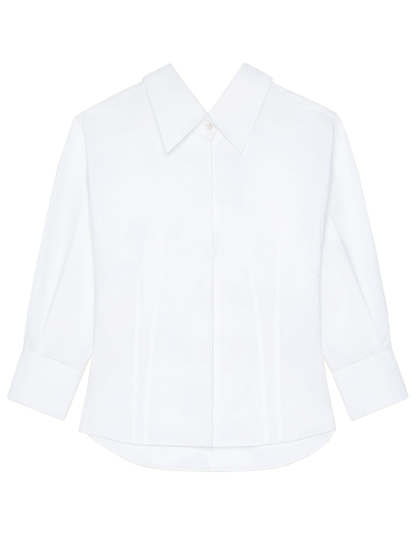 Camicia in popeline con spacchi laterali