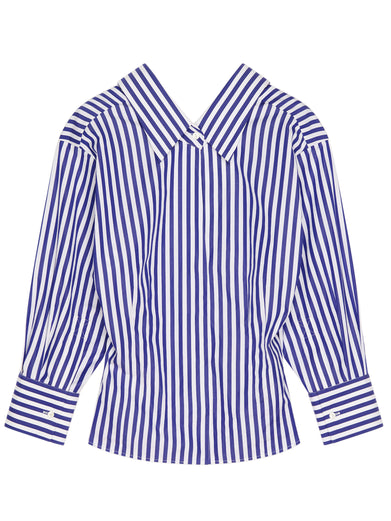 Camicia a righe in popeline con spacchi