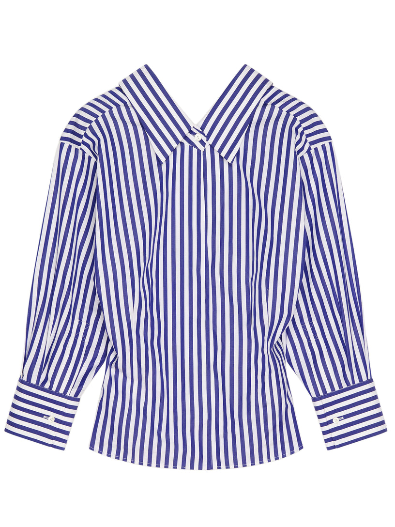 Camicia a righe in popeline con spacchi