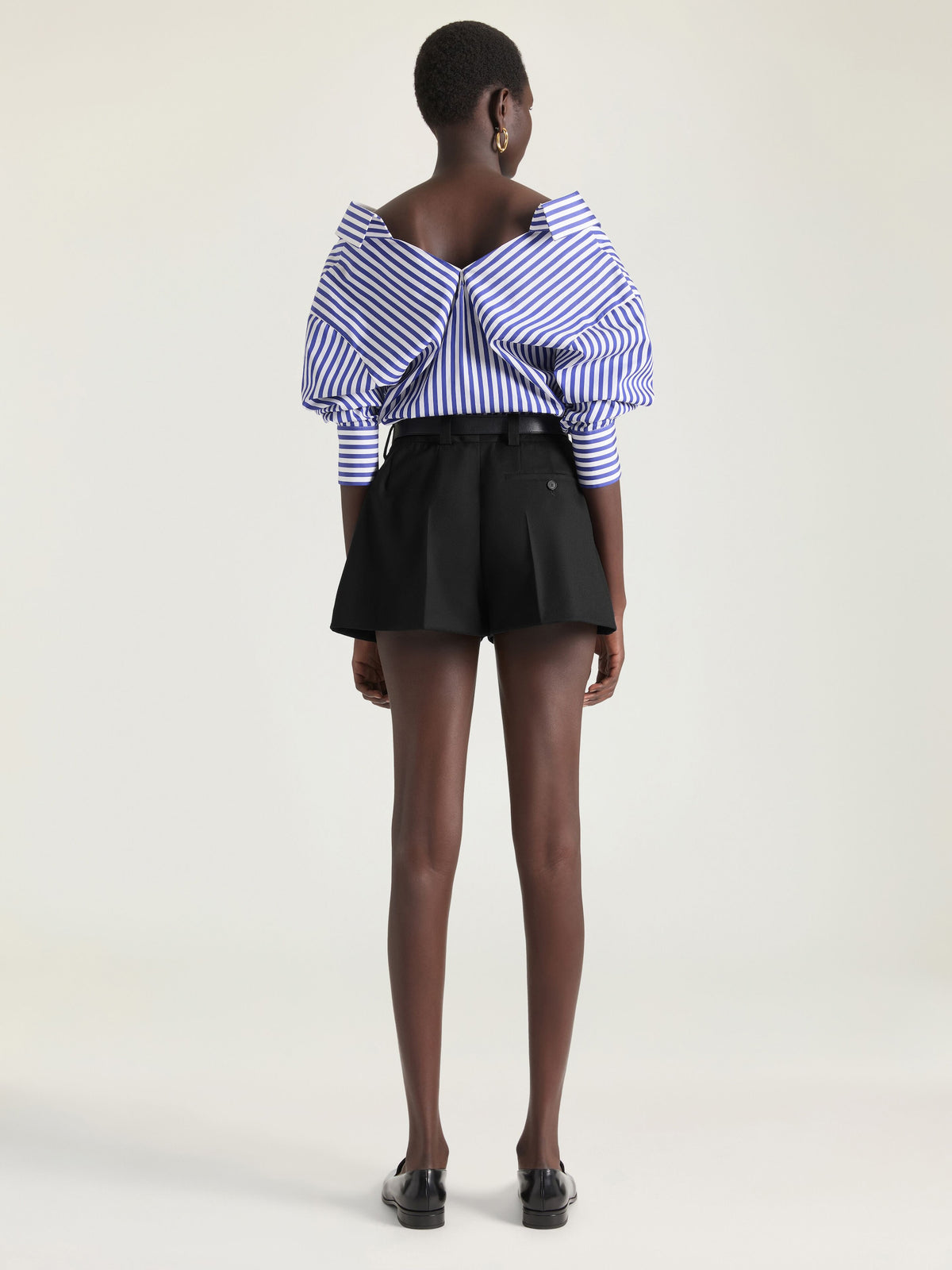 Camicia a righe in popeline con spacchi