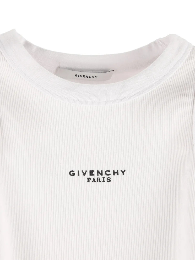 Cropped tank top in cotton with GIVENCHY Paris print