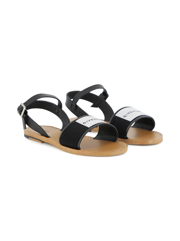 Givenchy Black Footbed Slides with Cream Logo Strap youth size 2-2.5 Givenchy | Givenchy Paris black platform slides | Savannahs main image 3