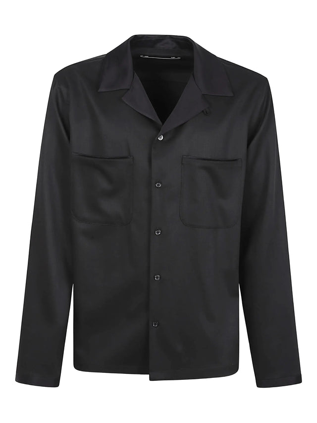 Shirt with black satin details
