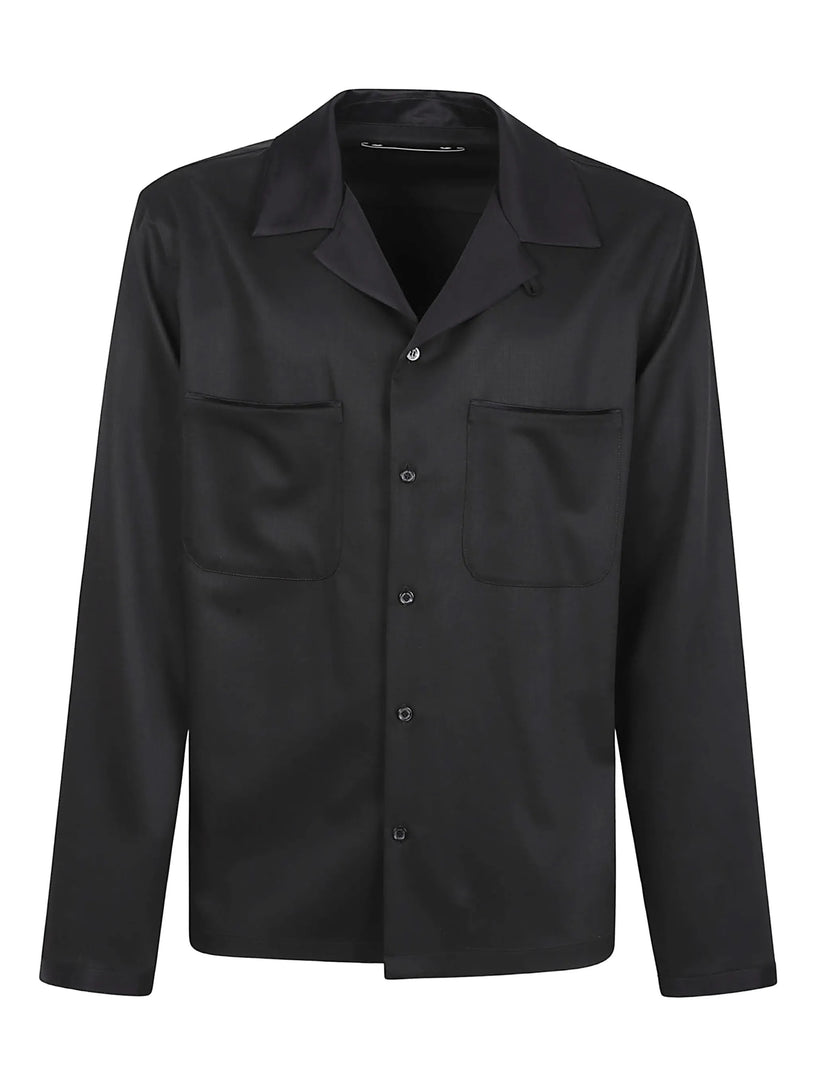 Shirt with black satin details