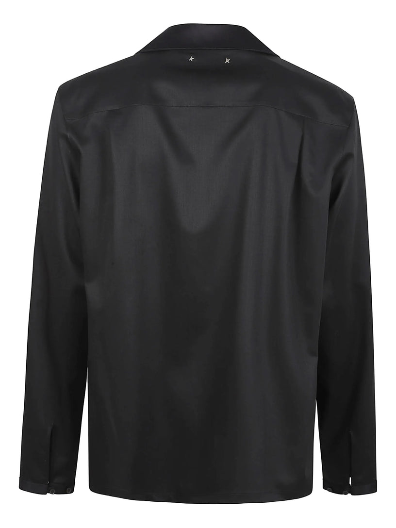 Shirt with black satin details
