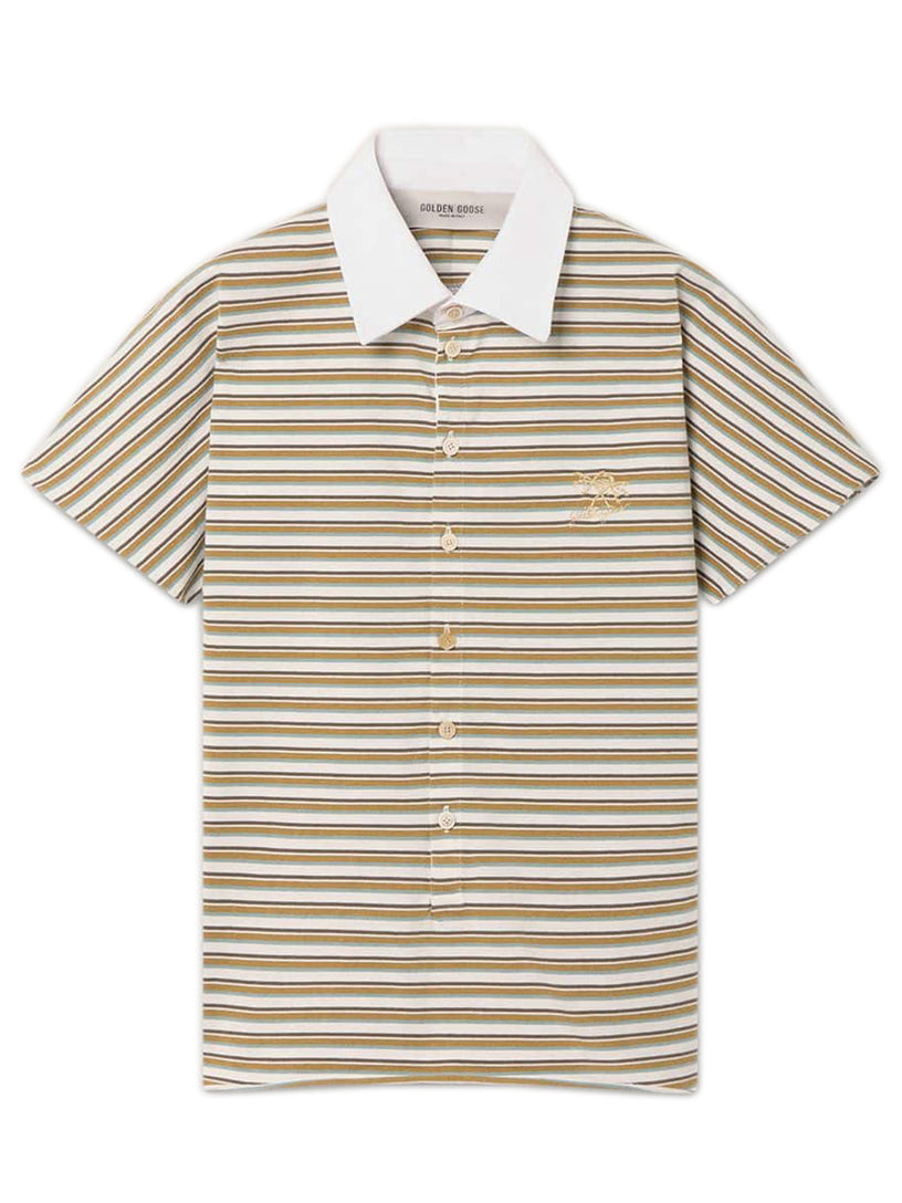 Striped jersey polo shirt