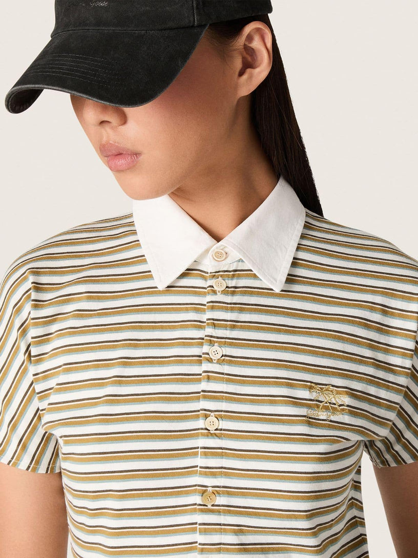 Striped jersey polo shirt