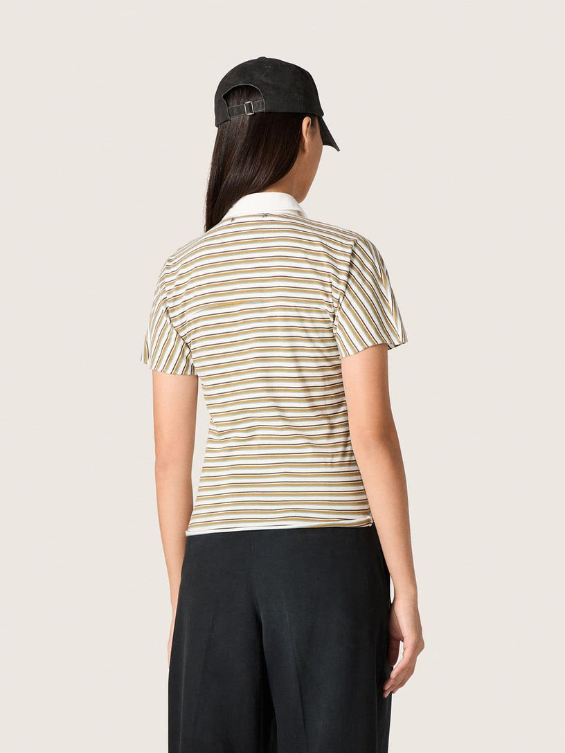 Striped jersey polo shirt