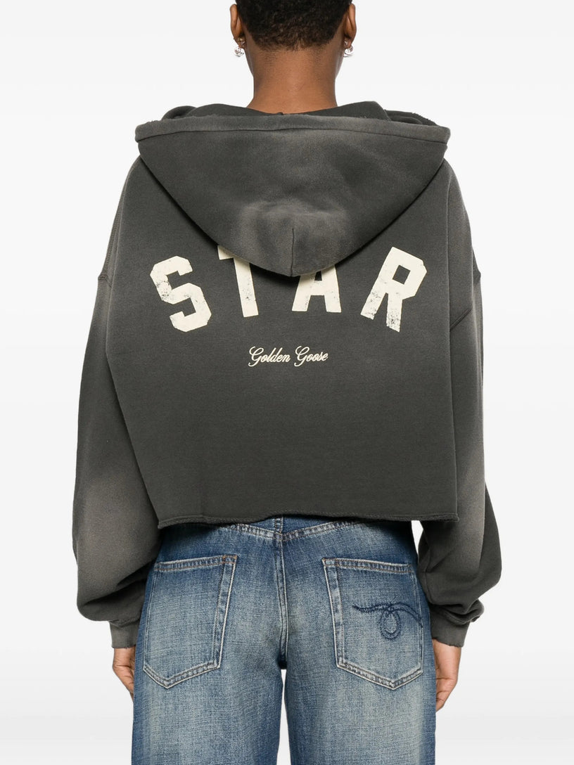Cropped hooded sweatshirt