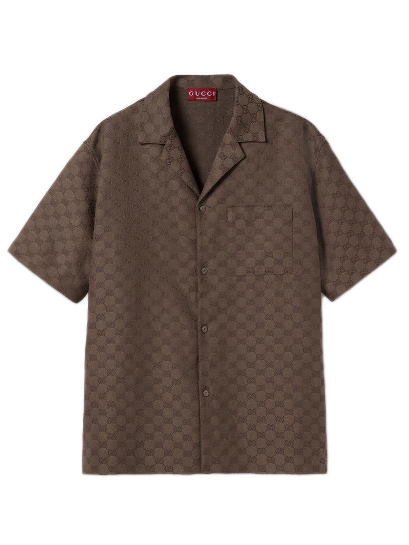 GG linen blend bowling shirt