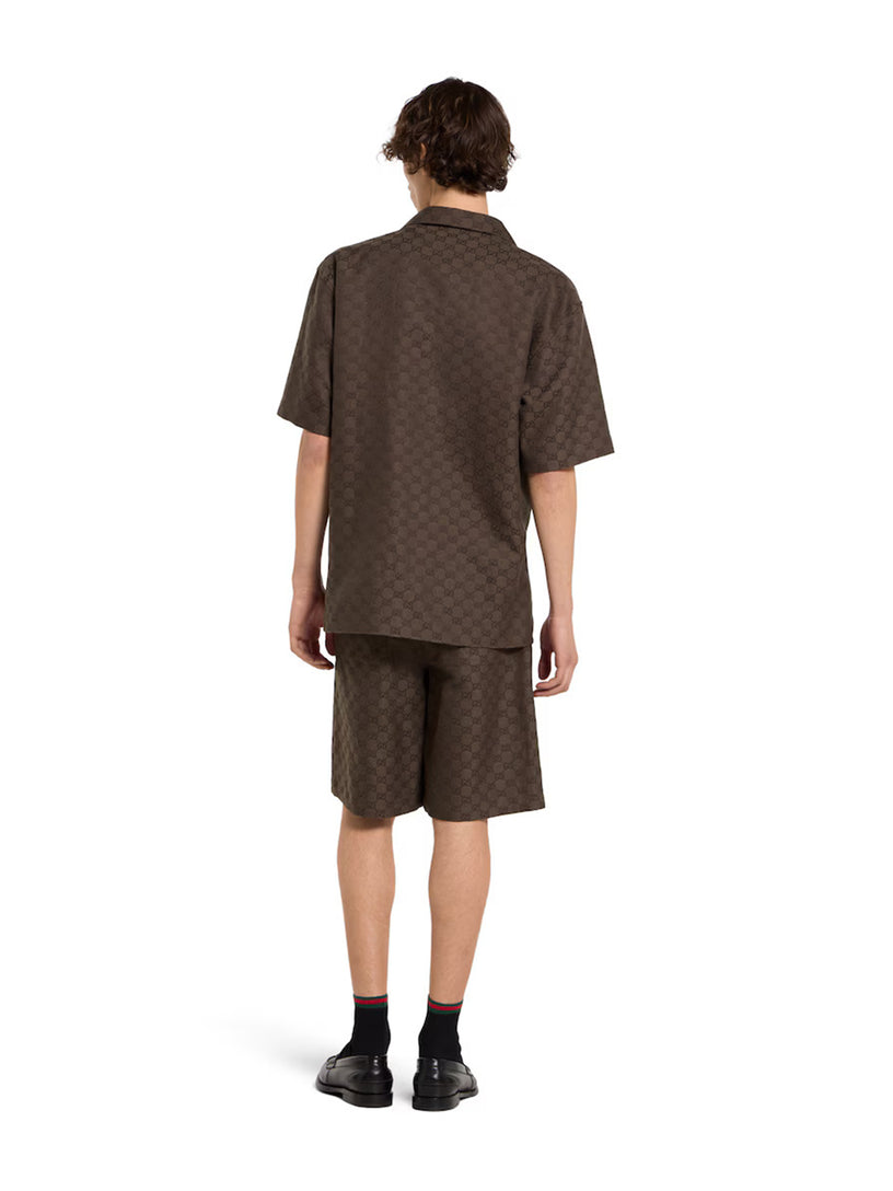 GG linen blend bowling shirt