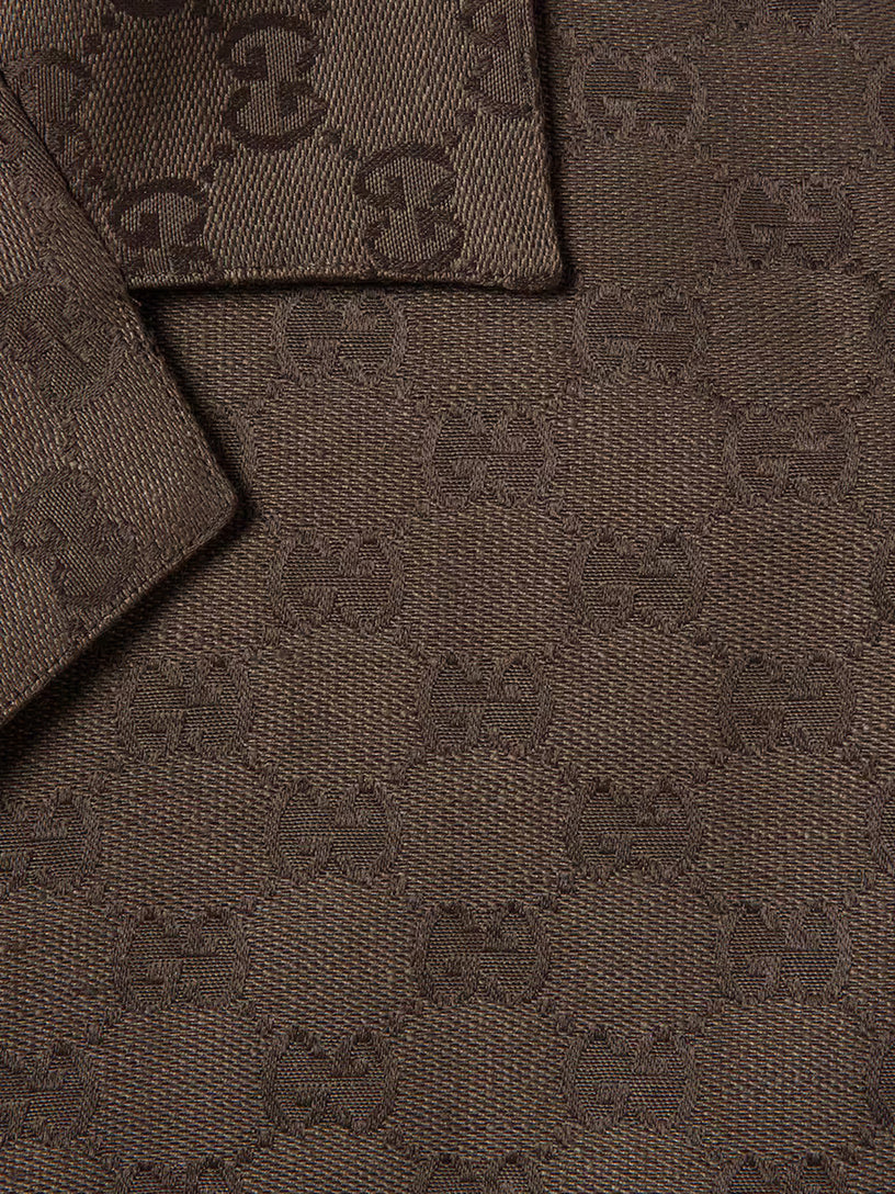 GG linen blend bowling shirt