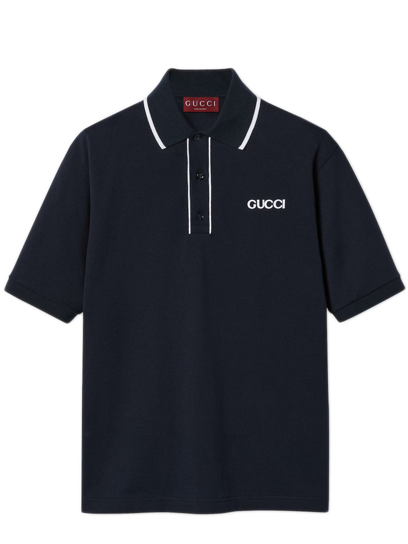 Embroidered cotton pique polo shirt