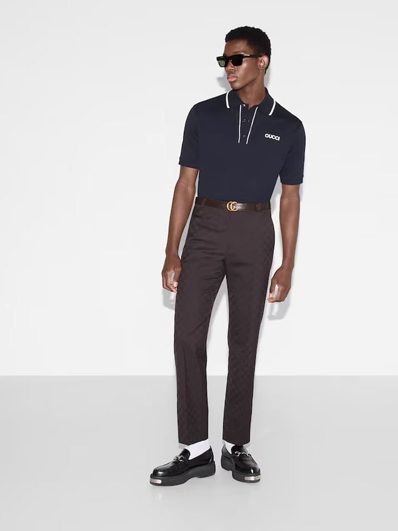 Embroidered cotton pique polo shirt