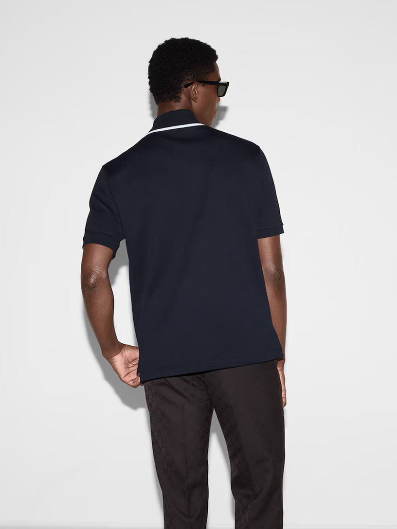 Embroidered cotton pique polo shirt