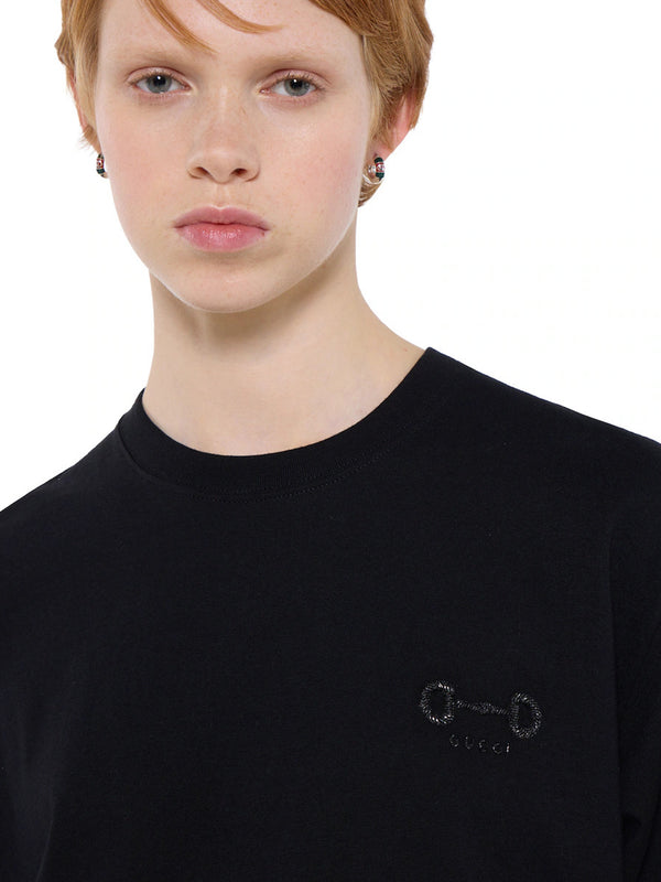 Cotton jersey T-shirt with embroidery