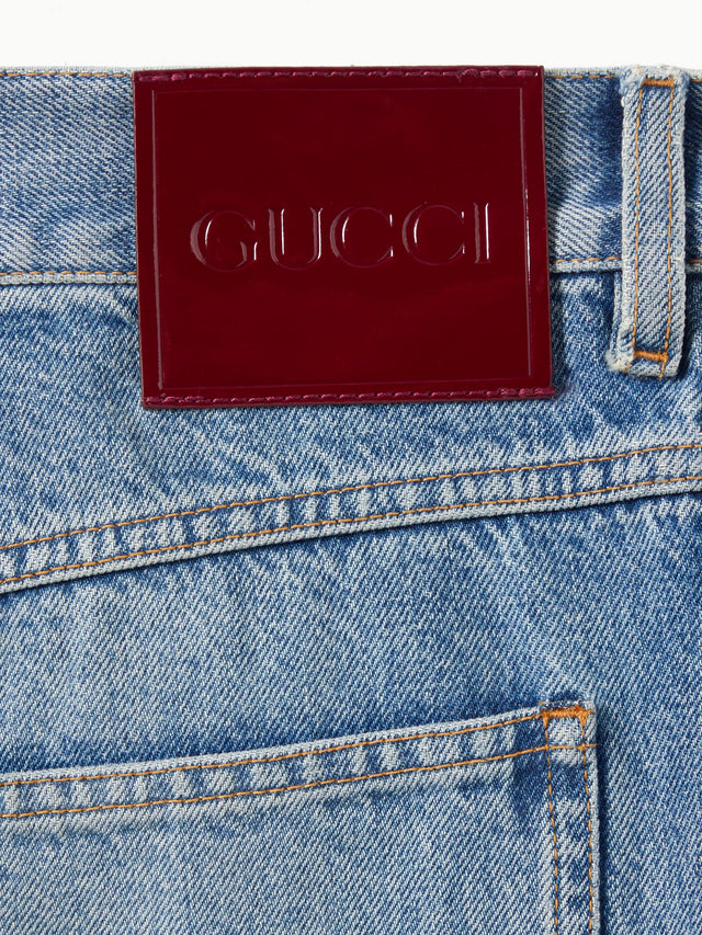 Slim fit cotton denim trousers
