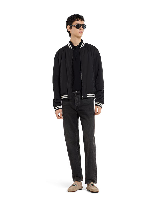 Reversible nylon twill zip jacket