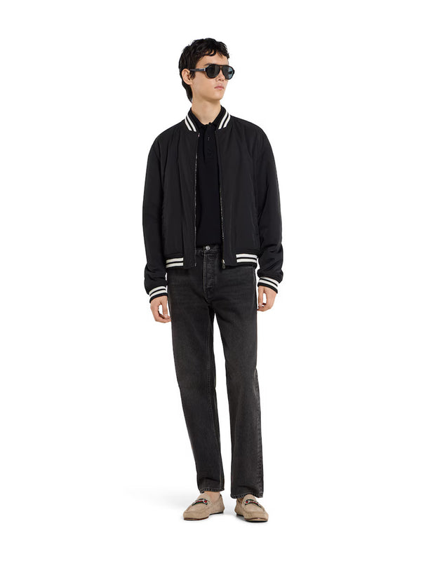 Reversible nylon twill zip jacket