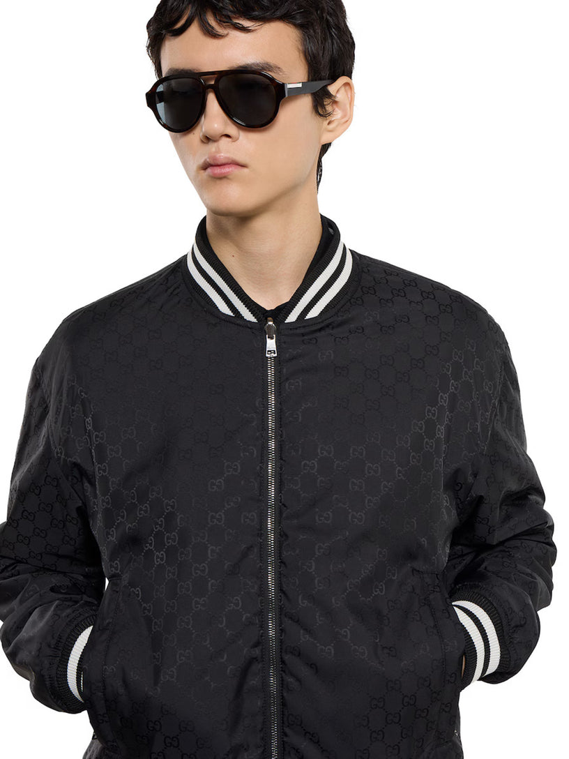 Reversible nylon twill zip jacket