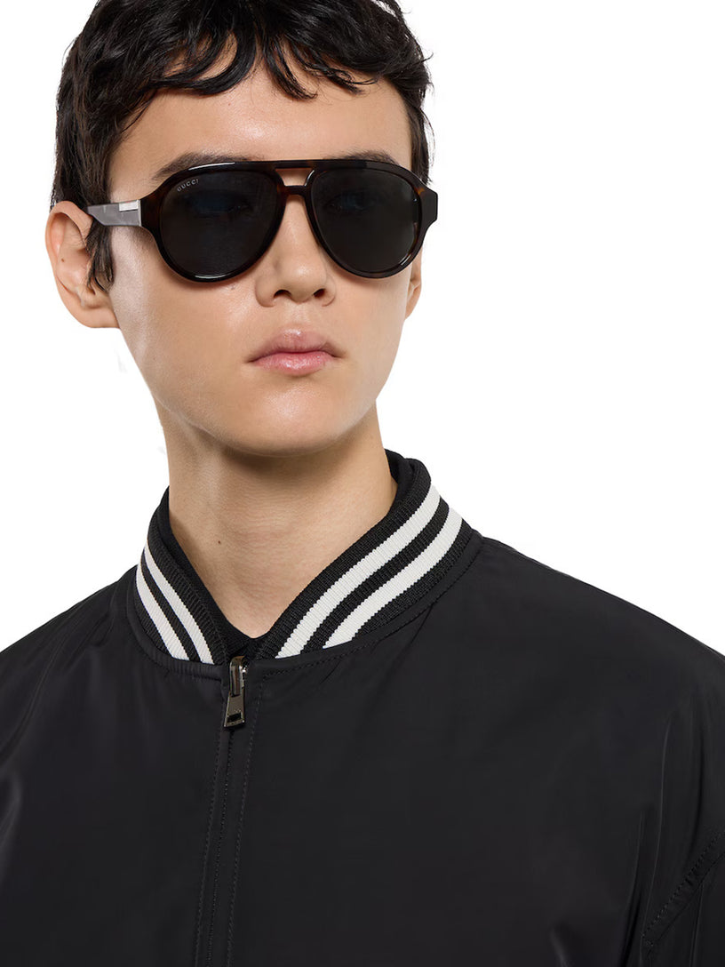 Reversible nylon twill zip jacket