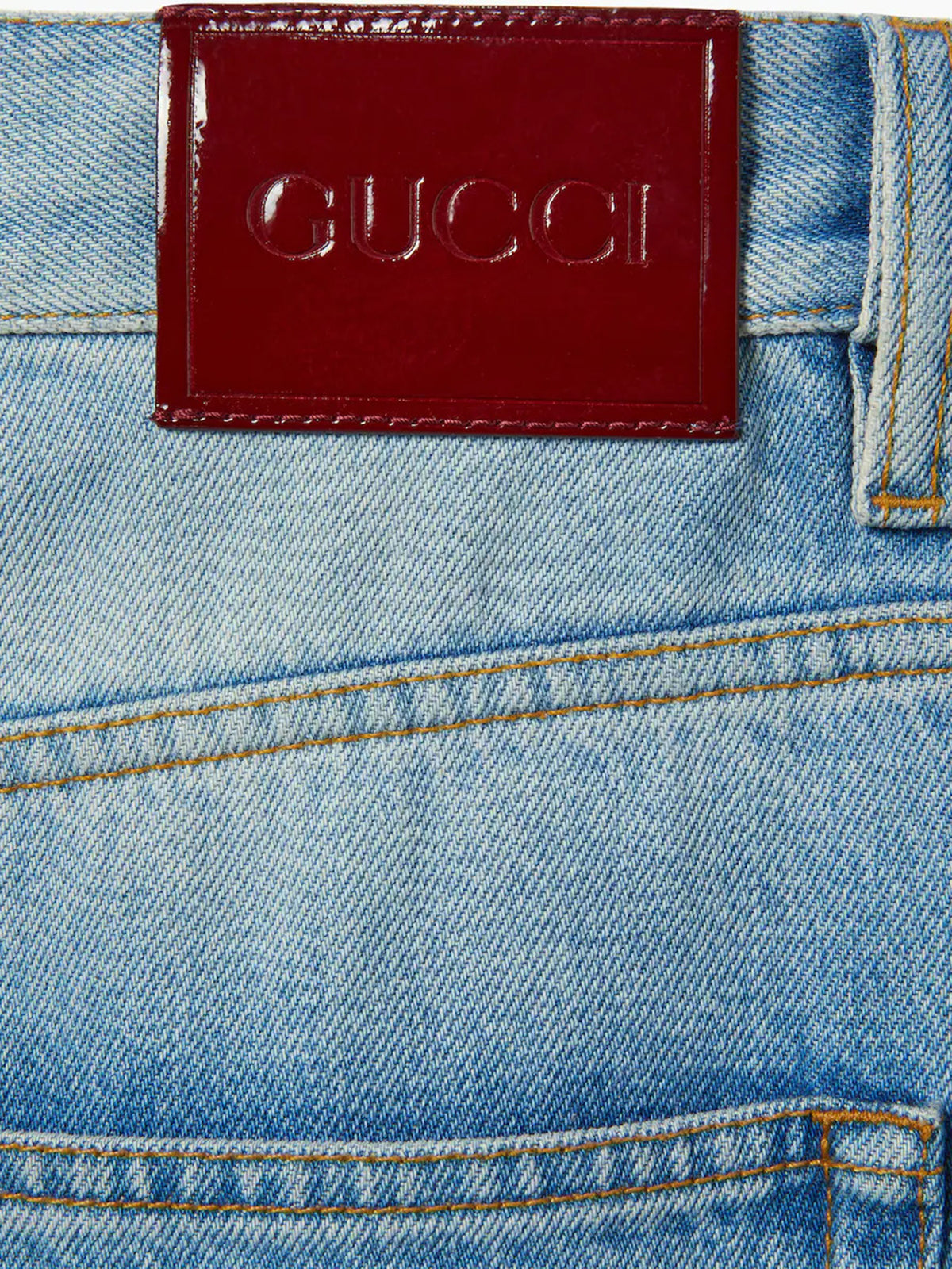 Flared trousers in faded cotton denim