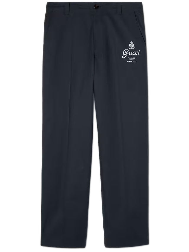 Cotton twill trousers with print